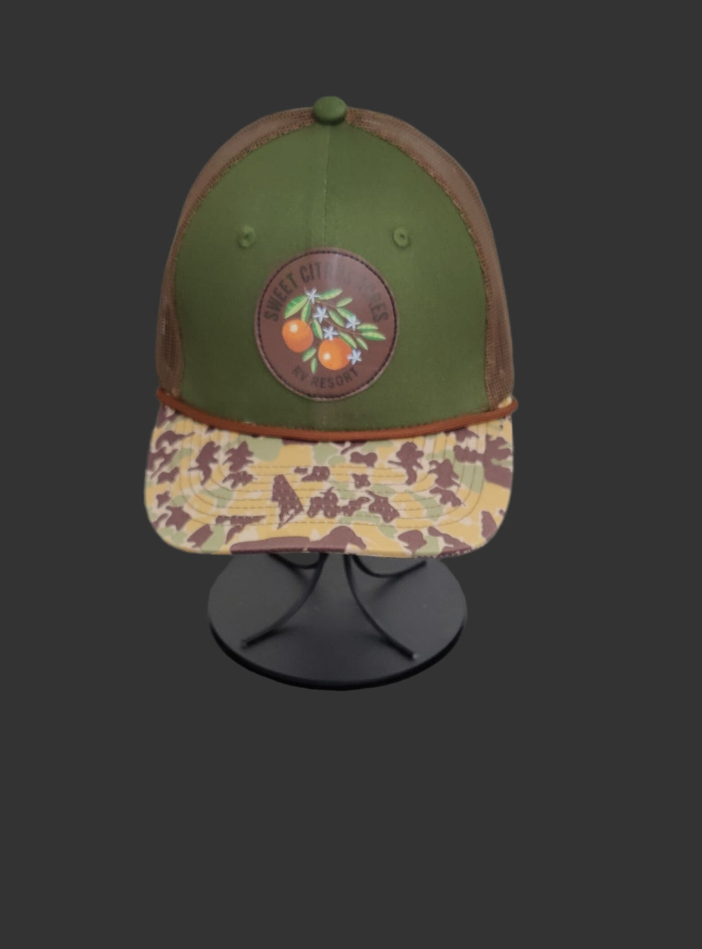 🧢 Sweet Citrus Acres RV Resort Men’s Leather Patch Hat