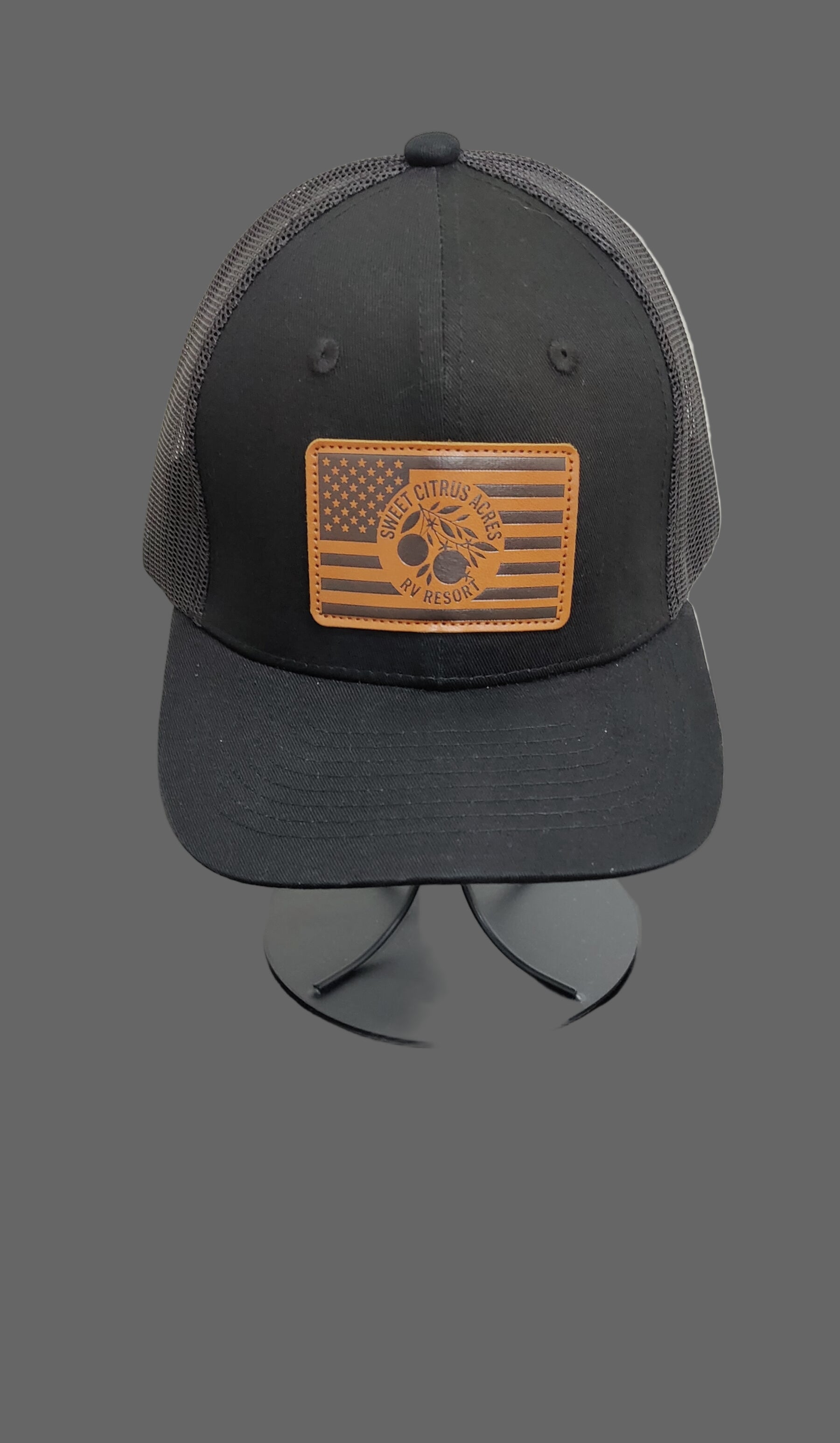 🧢 Sweet Citrus Acres RV Resort Men’s Leather Patch Hat