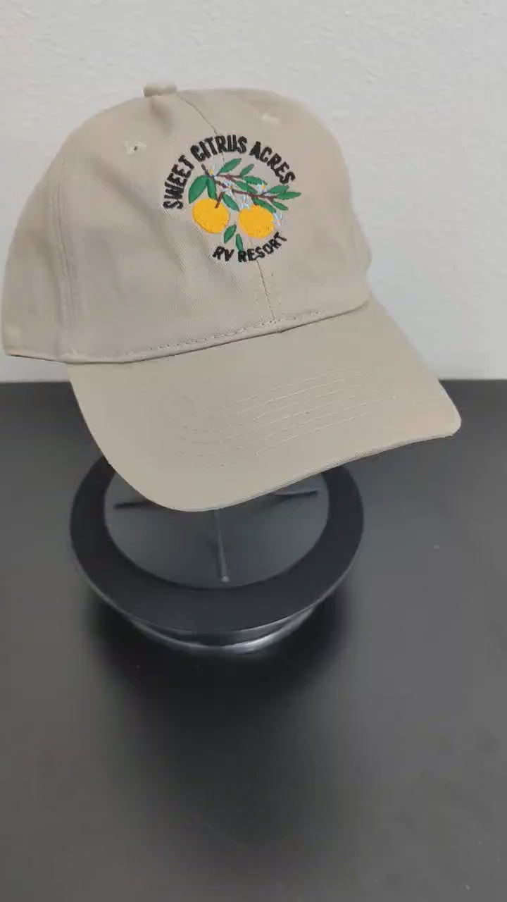 Sweet Citrus Acres RV Resort ladies embroidered hat – Florida resort apparel